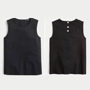 J.Crew Women's Black Jeweled Button-Back Ponte Top